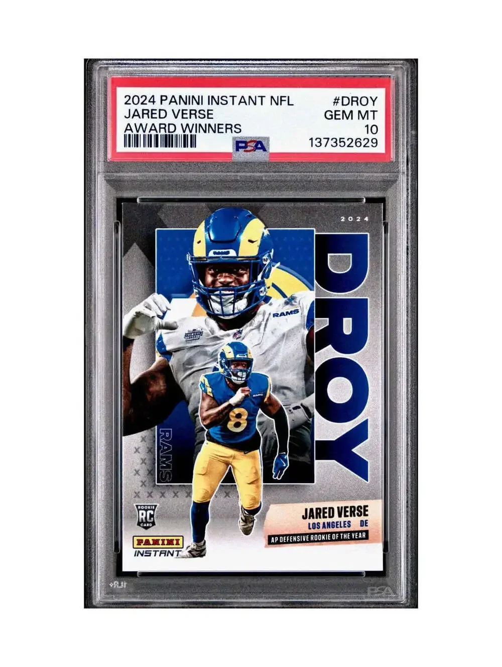 Jared Verse 2024 Panini NFL AP Defensive Rookie of the Year Rams PSA 10 Gem Mint